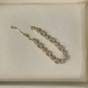 Pink Diamond White Chalcedony 18k Gold Plated Bracelet